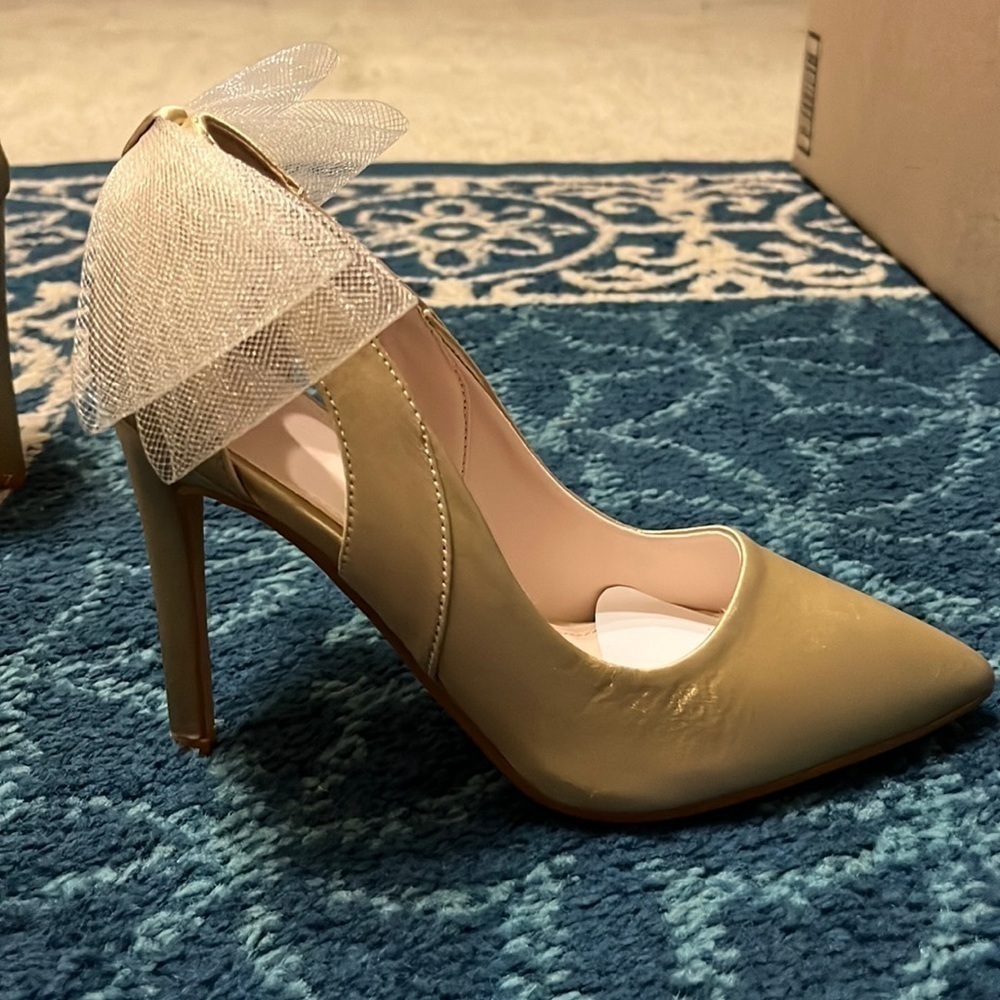 Pointed Closed Toe High Heels Bow Knot Satin Cut Out Slip-on Stiletto Pumps